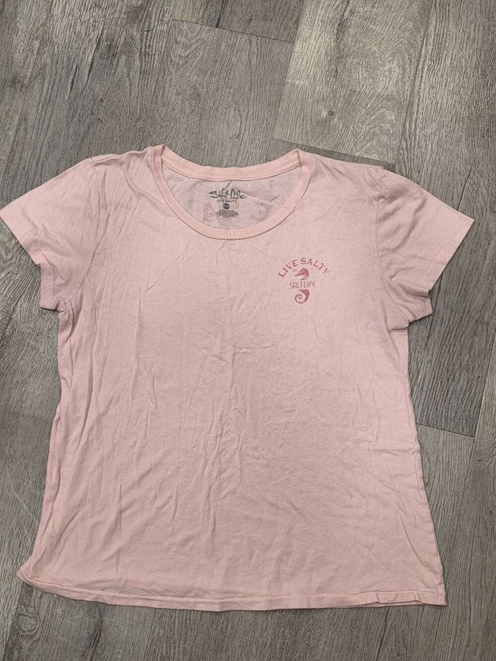 Salt Life Pink Live Salty Graphic T-Shirt Womens Medium 100% Cotton Short Sleeve